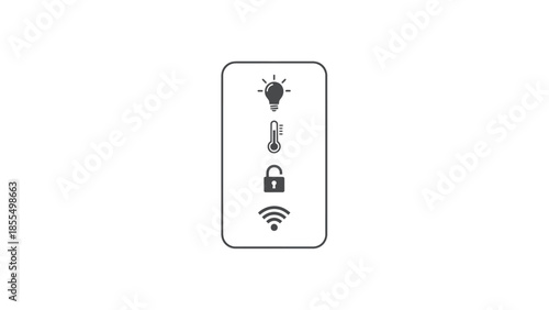 Smart Home Control Panel Icons for Lighting Temperature Security and Wi-Fi.