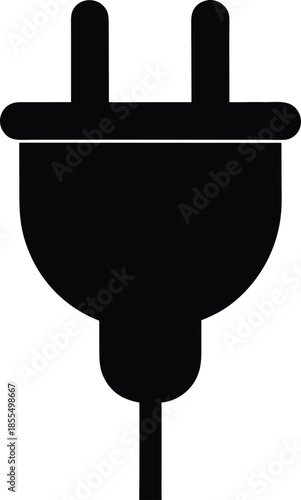Black electric plug silhouette vector graphic 3