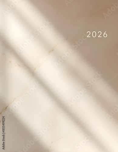 Wide minimalist marble card background with smooth stone texture soft lighting and elegant 2026 focal number design modern luxury composition