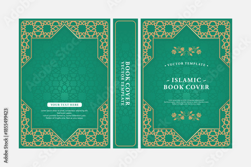 Islamic Book Cover Template with Geometric Ornamentation