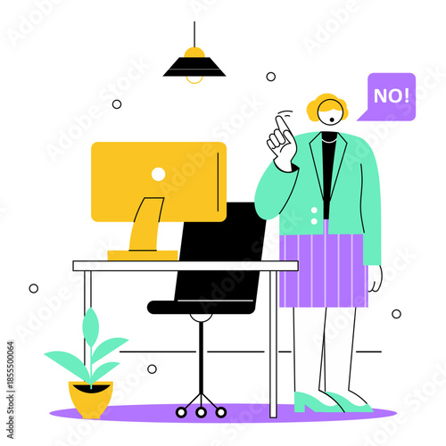 illustration of a businessman saying no