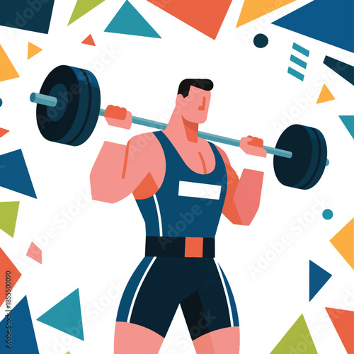 Illustration Of A Weightlifter In A Strong Pose Vector Design Template