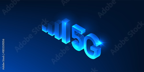 5G Isometric Signal Wave Technology Background, High Speed Wireless Network, Digital 5G Communication System, Futuristic Telecom Connectivity, Data Transmission Concept, Modern Network Infrastructure