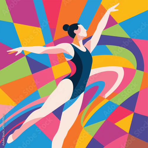 Illustration Of An Artistic Gymnast With His Body Forming Dynamic And Elegant Lines Vector Design Template