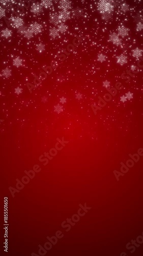 Christmas Snowfall looping with white snowflakes on Red background. Full HD. 4K