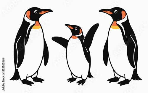 Trio of Emperor Penguins Clipart IllustrationPrint