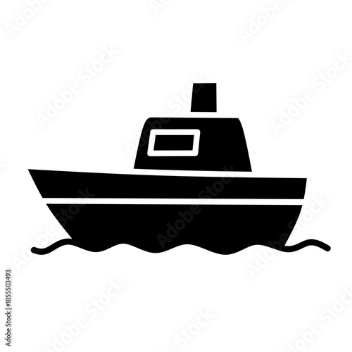 Black Solid Speed Boat Icon for Water Transport