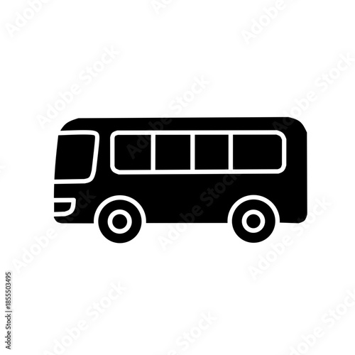 Black Solid Bus Icon for Public Transportation