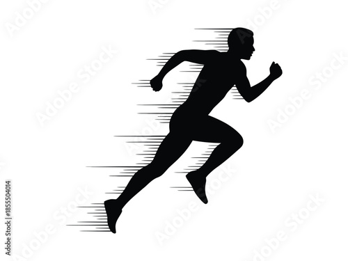 A dynamic silhouette of a man in motion illustrating speed and athletic prowess