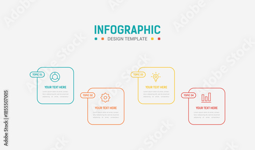 Four Step Infographic element design Vector template for presentation. Business process infographic with four colorful stages. Flat presentation template with four arrows