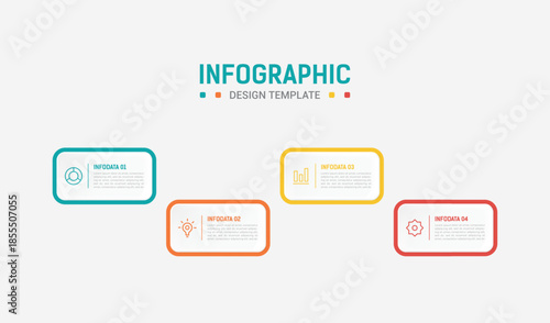 Four Step Infographic element design Vector template for presentation. Business process infographic with four colorful stages. Flat presentation template with four arrows