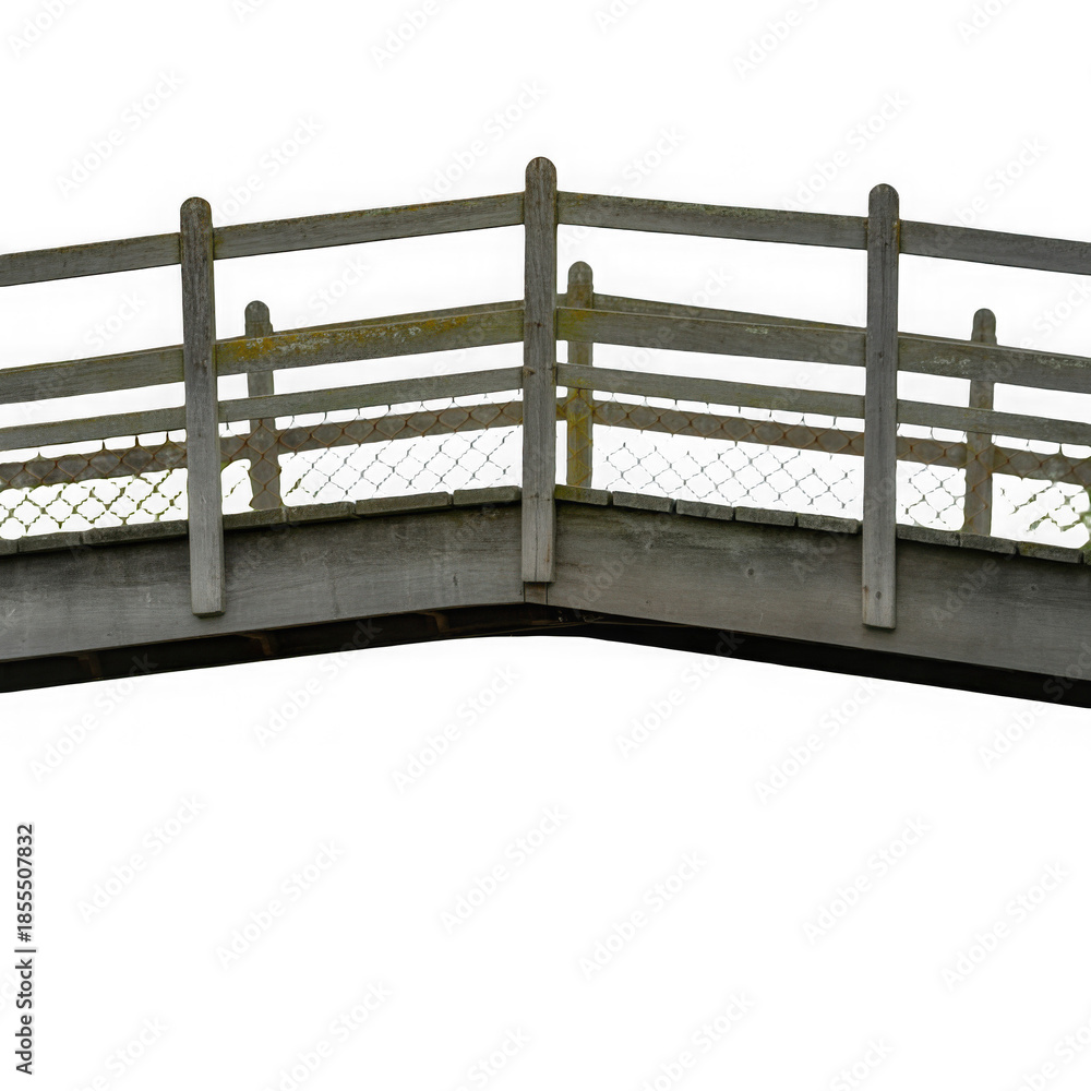 Obraz premium Wooden park bridge section isolated on transparent background