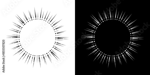 Dynamic abstract spiral sound wave rhythm lines. Circular spiral sound wave rhythm of lines. Circular futuristic abstract lines, black and white background.	