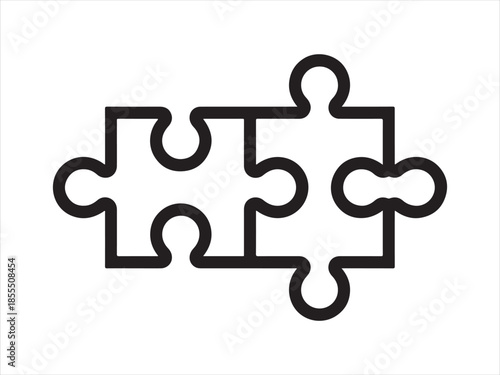 Puzzle Piece Outline, Simple black and white outline of a single puzzle piece vector illustration