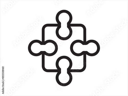 Puzzle Piece Outline, Simple black and white outline of a single puzzle piece vector illustration