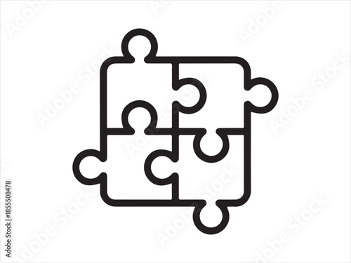 Puzzle Piece Outline, Simple black and white outline of a single puzzle piece vector illustration