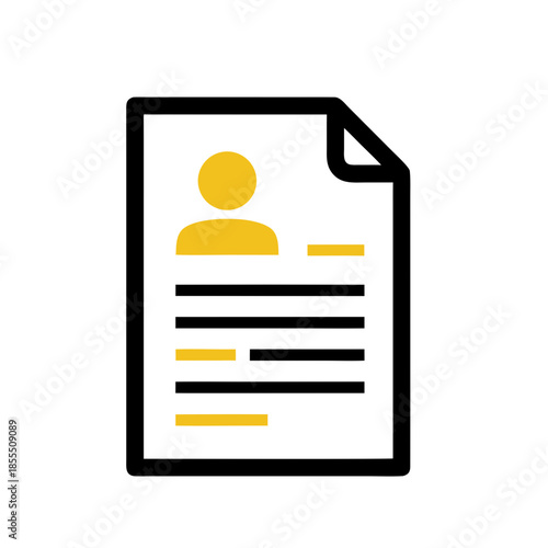 Sleek digital outline icon of a professional resume or personal profile document, perfect for job applications, career management, and HR talent acquisition platforms