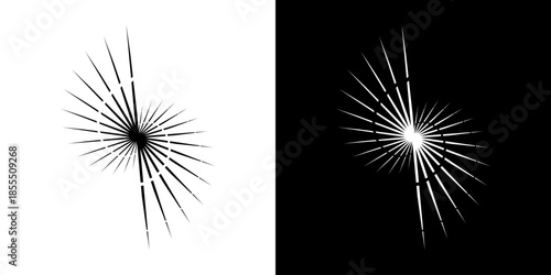 Dynamic abstract spiral sound wave rhythm lines. Circular spiral sound wave rhythm of lines. Circular futuristic abstract lines, black and white background.	