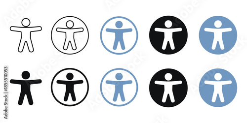 Accessibility icon set, universal access vector symbol for blind, disabled, or visually impaired users, enabling web access, digital applications, and inclusive design