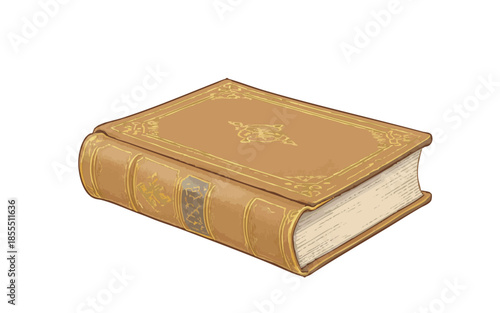 "Aged Wisdom: Ornate Leather-Bound Tome"Print