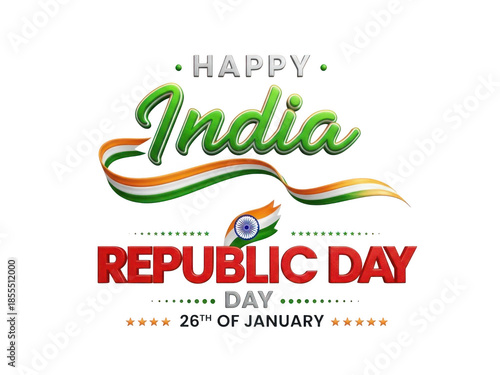 Happy india republic day isolated on transparent background