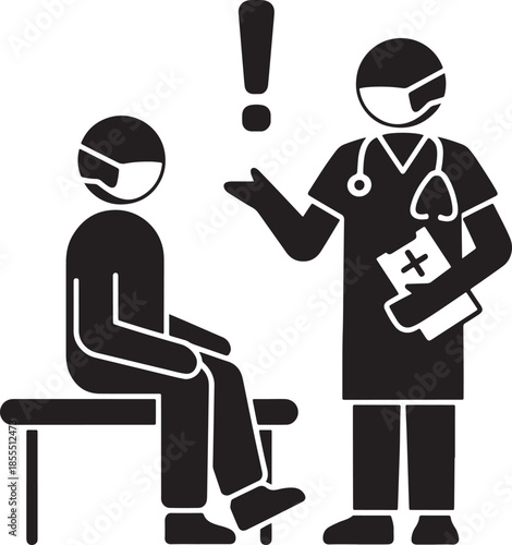 Doctor providing important health guidance to a masked patient during a visit