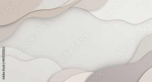Soft beige and white abstract wavy shapes background
