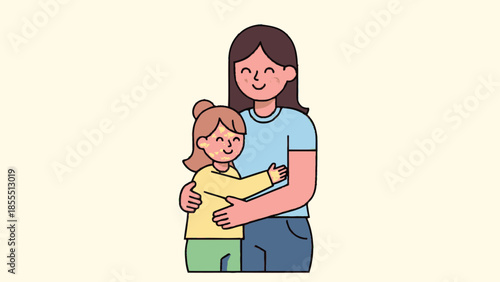 Warm embrace between two smiling girls conveying love and friendship