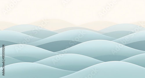 Soothing blue waves landscape with serene atmosphere