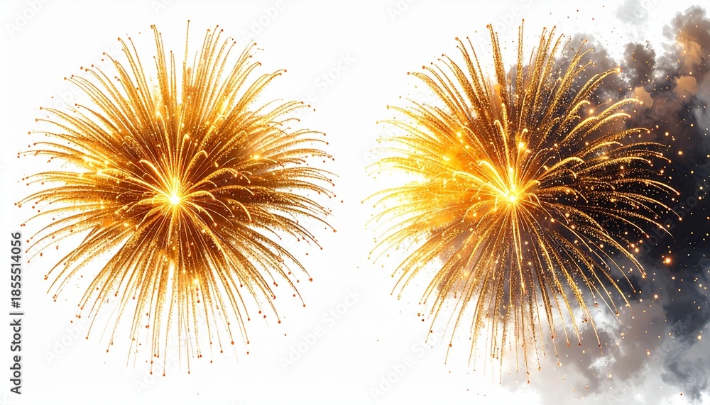Obraz premium Golden Fireworks Display with Sparkling Patterns