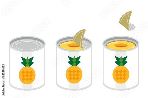 スライスパインの缶詰を開けるイラスト