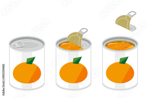 缶切り不要のミカンの缶詰を開けるイラスト