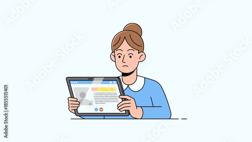 Modern Woman Using Tablet for Digital Work and Online Communication