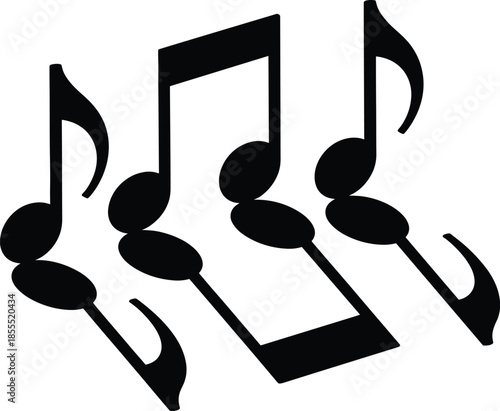 Black musical notes on white background symbol sound