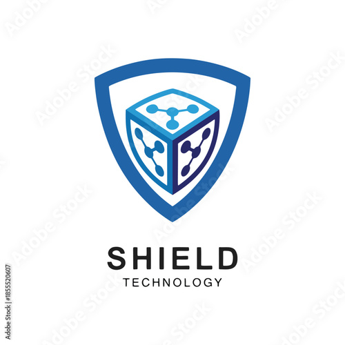 Free Download Shield Technology 3D Data Cube Logo - GFXLoad