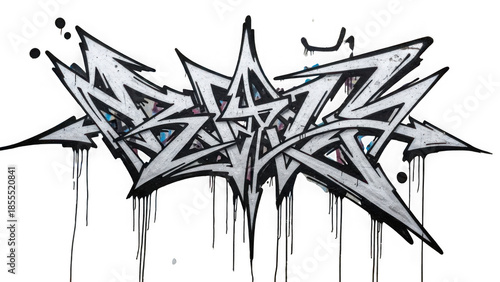 Graffiti art with gray and black colors on white
