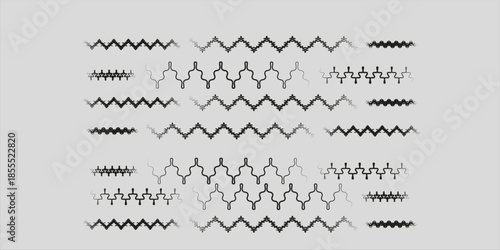 Waves line set. Line. Wave ornament pattern. Set of wavy zigzag lines elegant