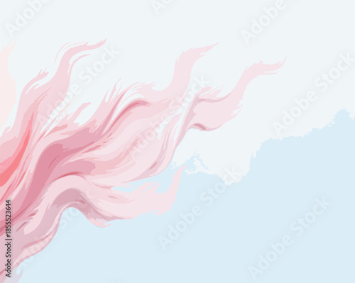 Abstract Pastel Pink Paint Swirls and Creamy Wave Texture on Light Blue Background