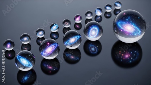 Glass Marbles on Dark Surface Reflection.