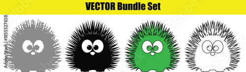 Bundle set of cartoon hedgehogs in different styles