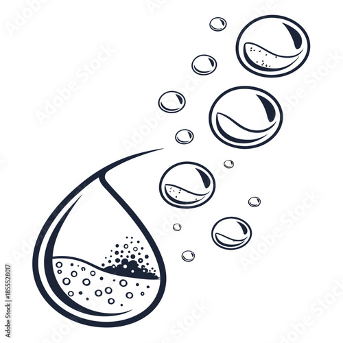 Frozen drops reflecting tiny sand particles white water drops