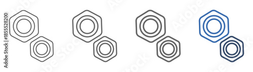 outline icon set nuts with two nut design
