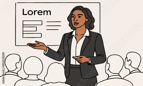 Professional Woman Giving Business Presentation Illustration