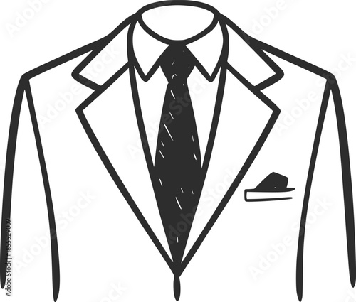 Men's Business Suit Line Art Illustration.
