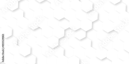 white technology line paper background. Hexagonal grid tile mosaic structure mess design. illustration geometry science and technology.	