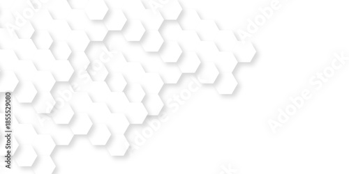 white technology line paper background. Hexagonal grid tile mosaic structure mess design. illustration geometry science and technology.	