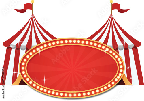 Colorful Carnival Circus Tent with Lights Banner