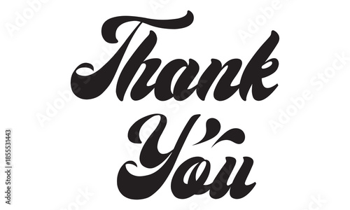 Thank You Typography Message .Thank you typography conveying gratitude and appreciation, ideal for greetings, banners, and simple graphic design use.