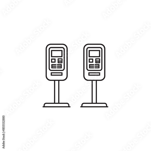 Ticket machine line art simple monochrome design