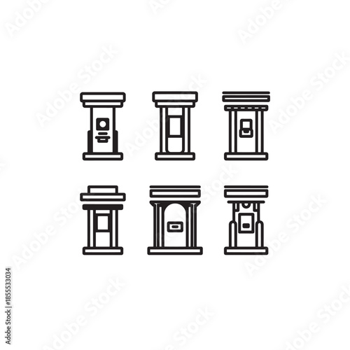 Toll booth line art on empty highway